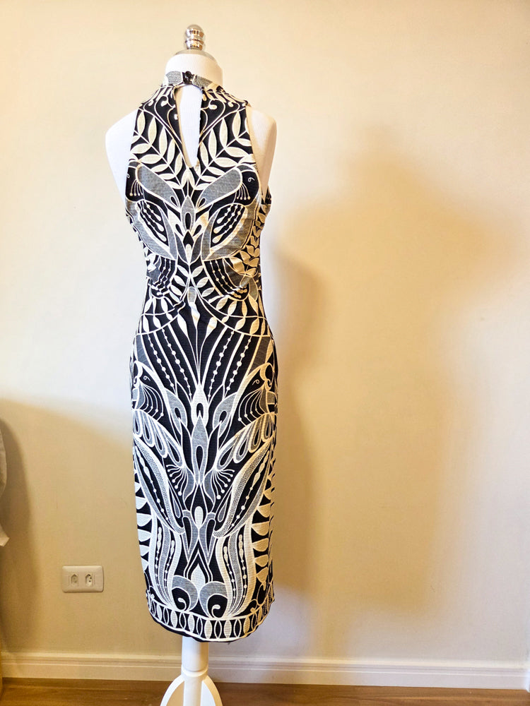 Vestido Farm Midi Canelado Rendeira