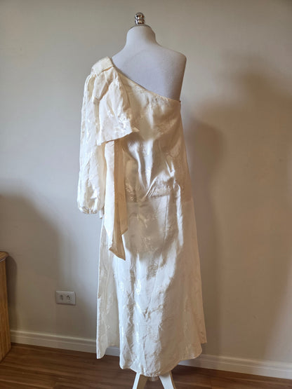 Vestido Farm Ombro Só Jacquard Lagosta Bege Garça
