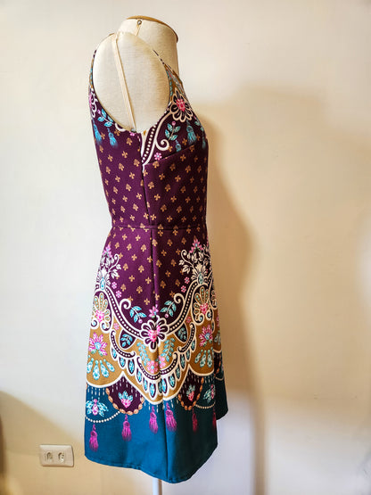Vestido Antix Curto Floral Roxo