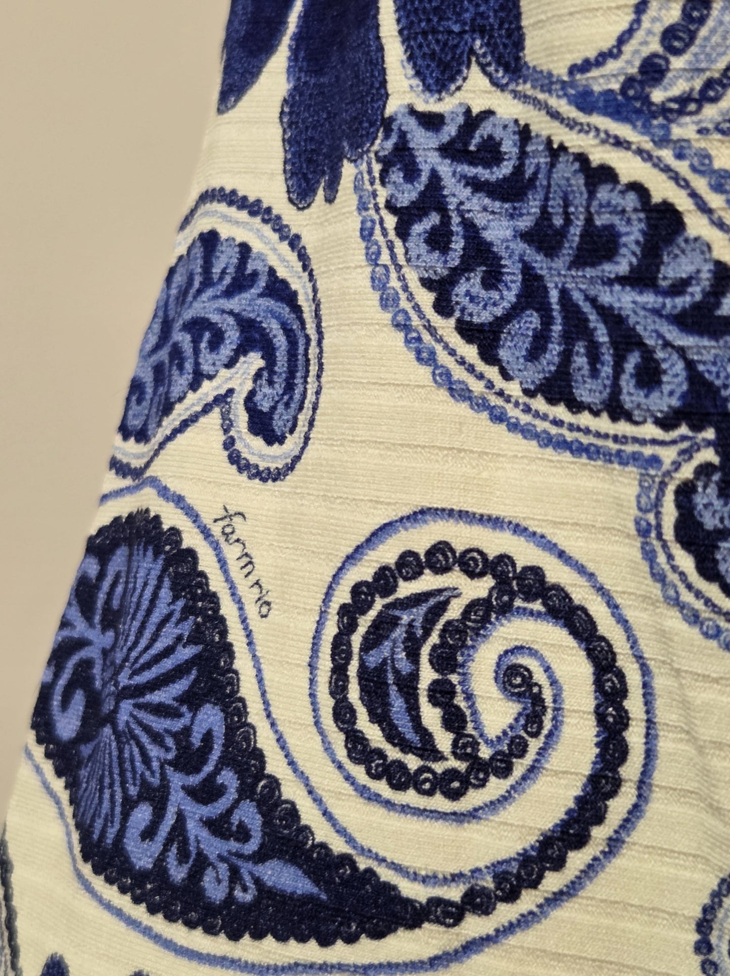 Vestido Farm Floral Azul Canelado