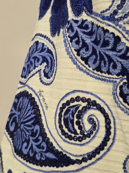 Vestido Farm Floral Azul Canelado