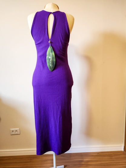 Vestido Farm Canelado Liso Roxo