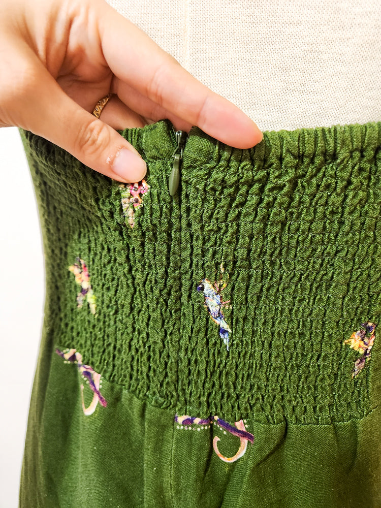 Vestido Farm Alcinha Verde Estampa de Animais
