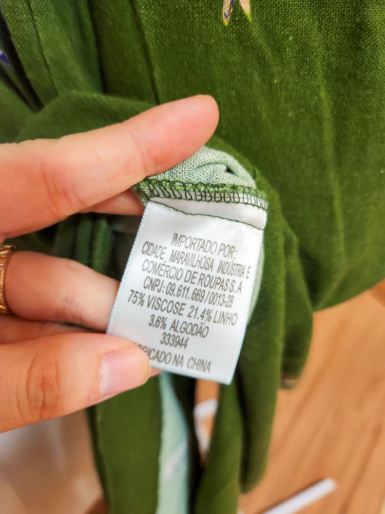 Vestido Farm Alcinha Verde Estampa de Animais