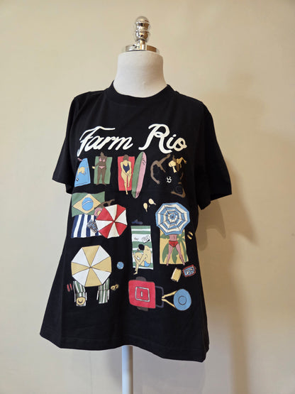 Camiseta Farm Vamos A La Playa Preta / Praia Carioca