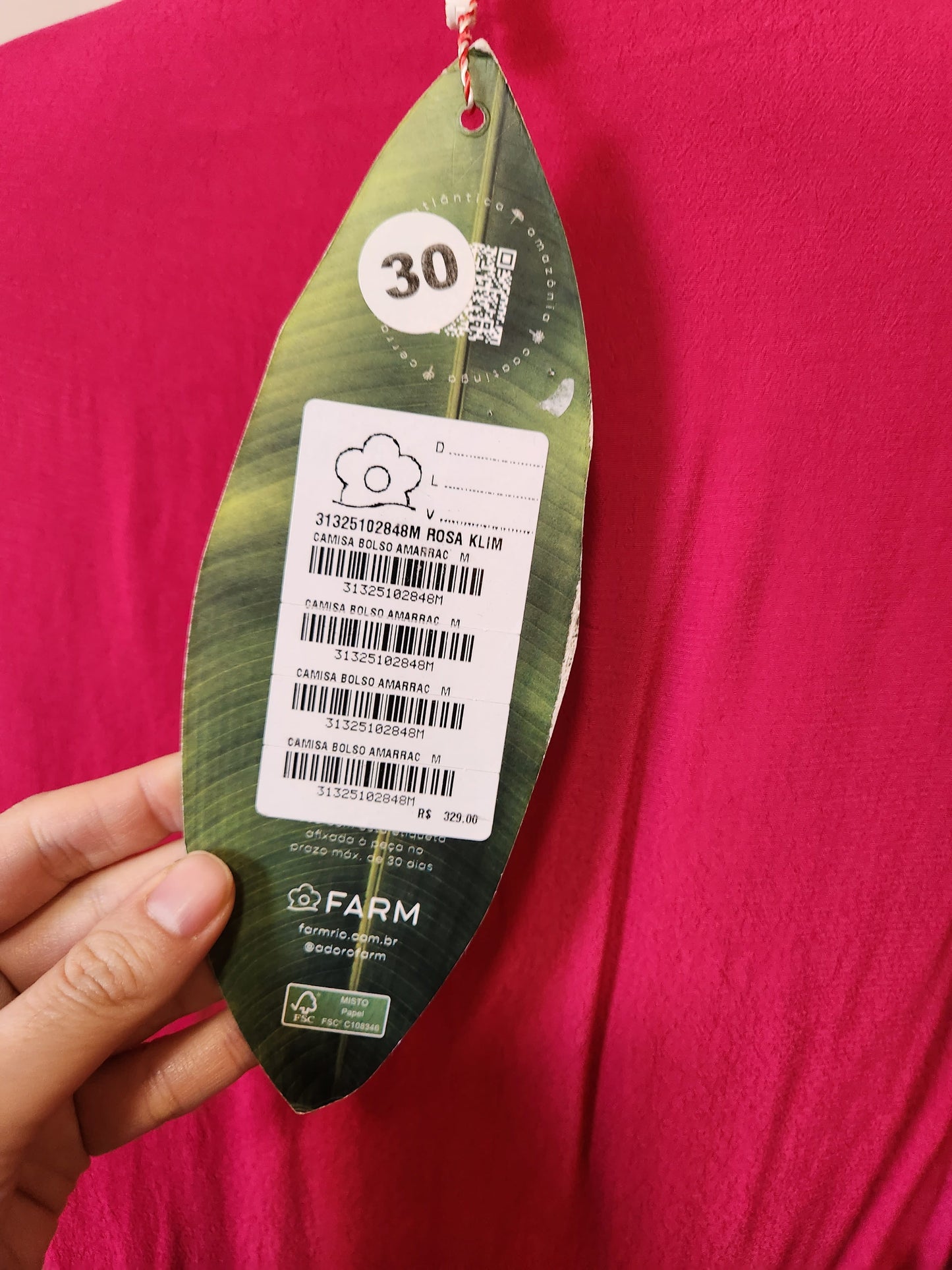 Camisa Farm Rosa Klim