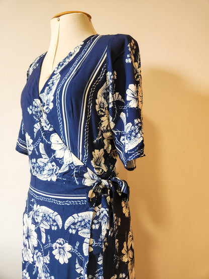 Vestido Farm Azul Floral Envelope