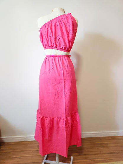 Vestido Farm Pink Um Ombro Só