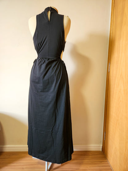 Vestido Farm Preto Liso Decote Cintura