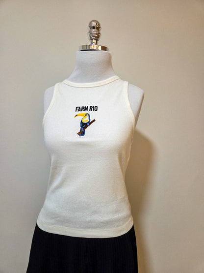 Regata Farm Rio com Bordado de Tucano – Canelada Off White