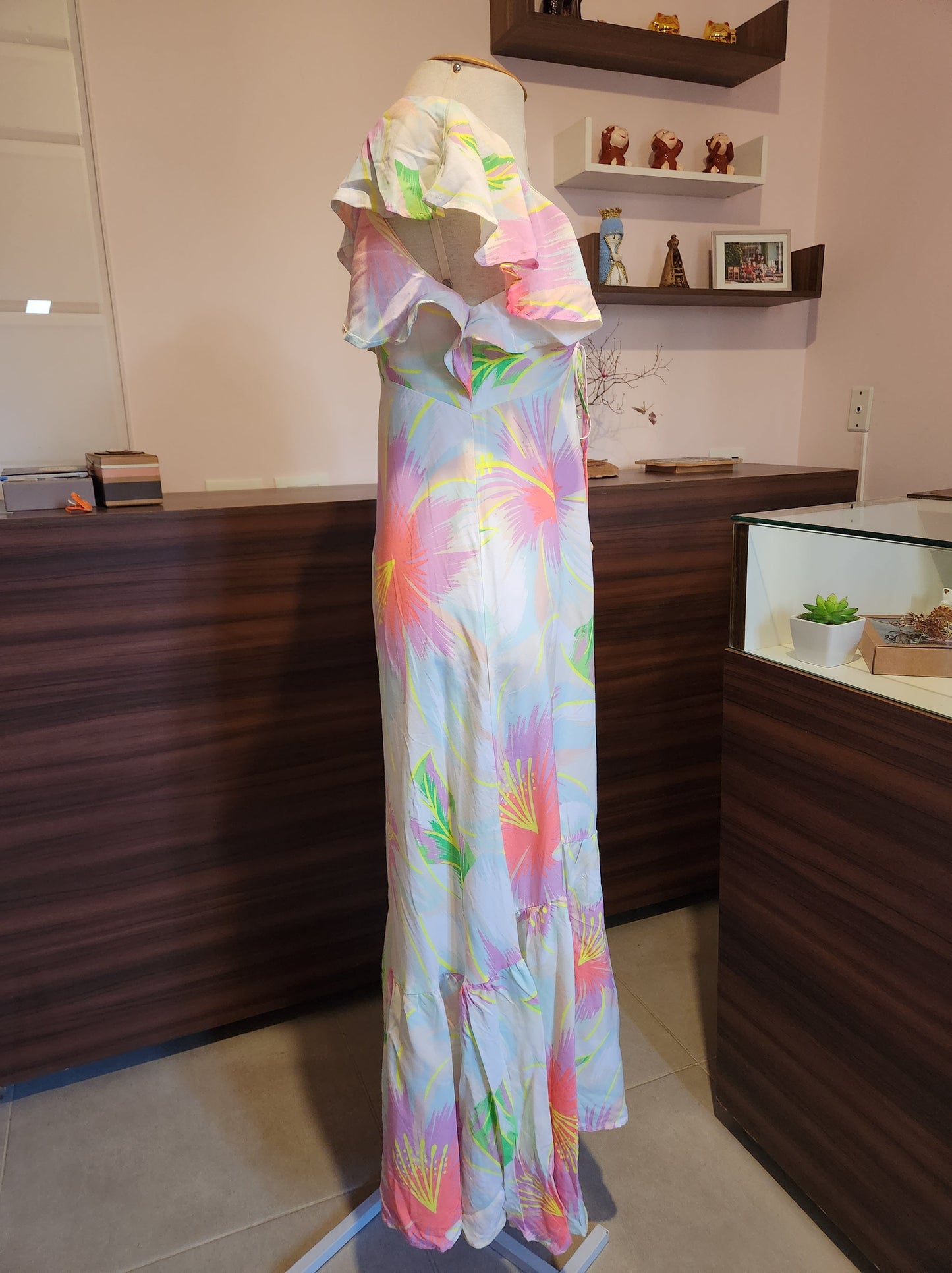 Vestido Farm Rio Estampa Chita Bali Longo