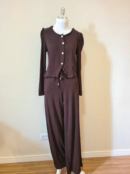 Conjunto Berry Blusinha e Calça Marrom