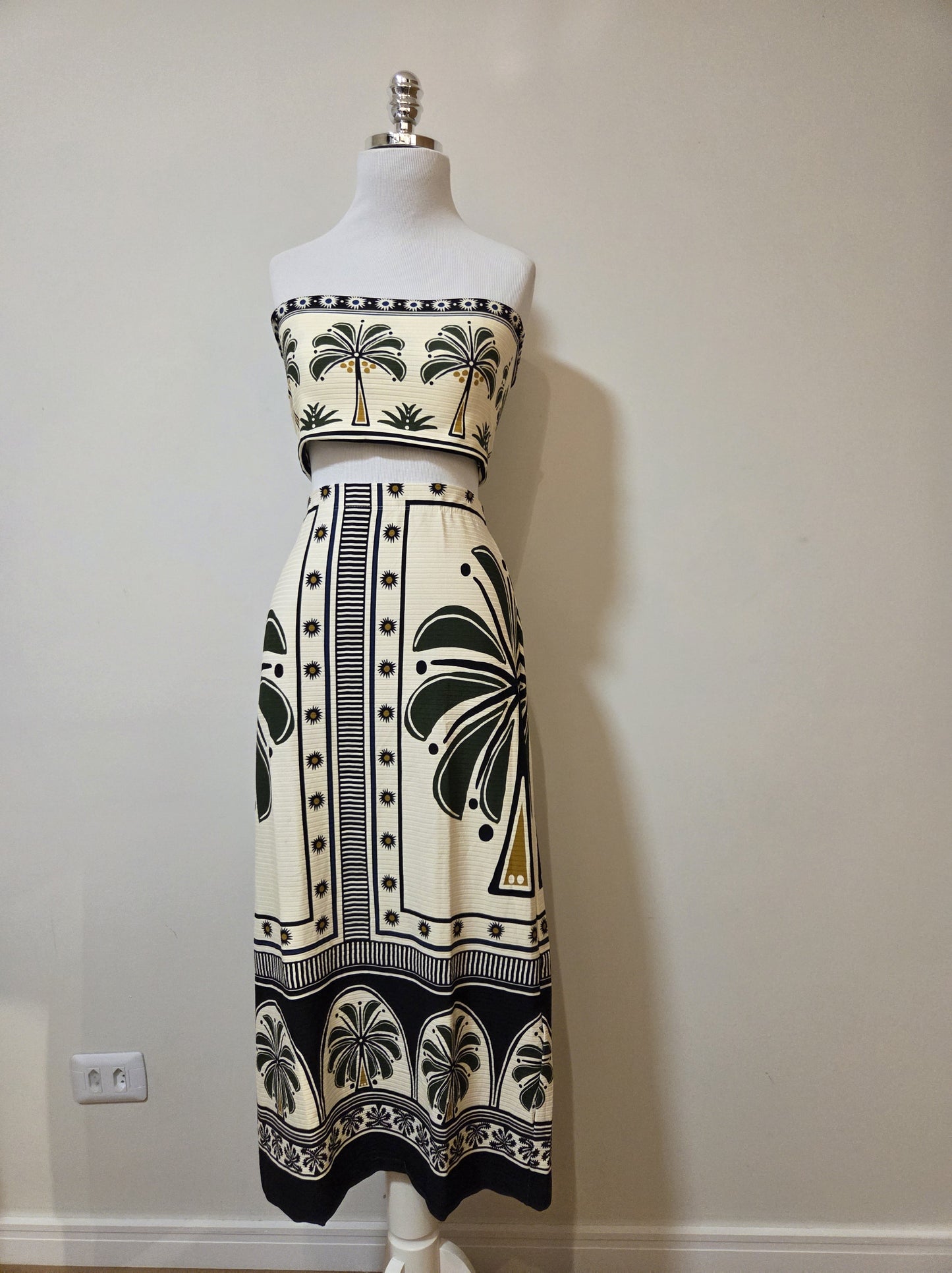 Conjunto Farm Top e Saia Jardim Tropical