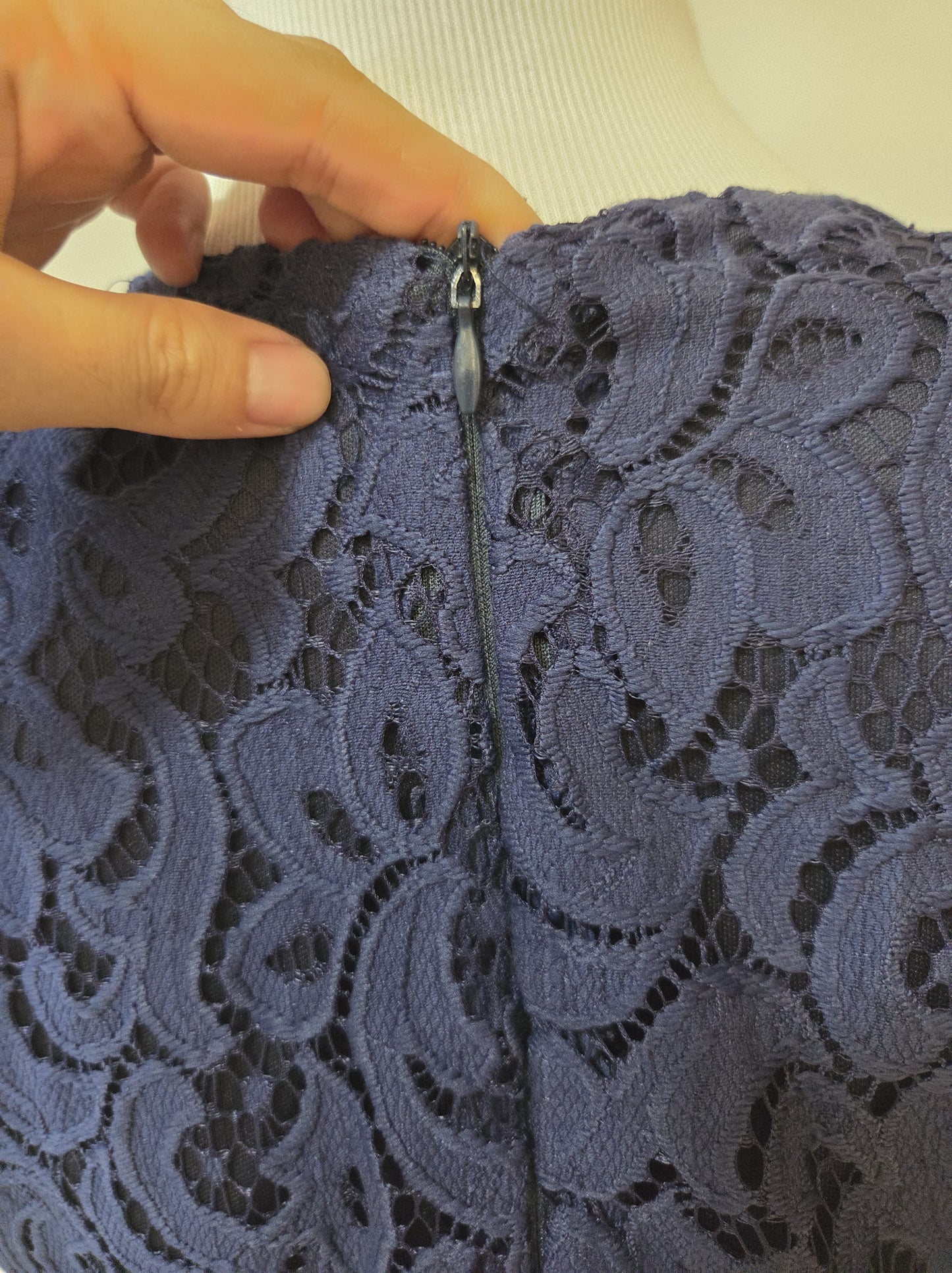 Vestido A Gestante Rendado Azul Marinho