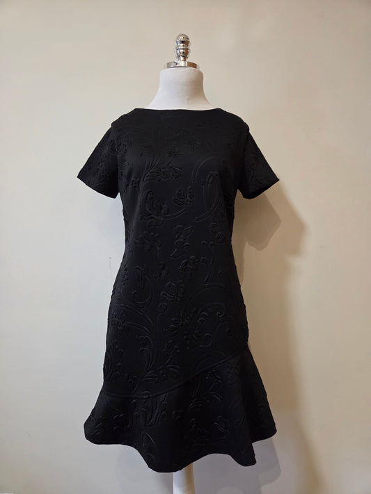 Vestido Mob Preto Texturizado Floral