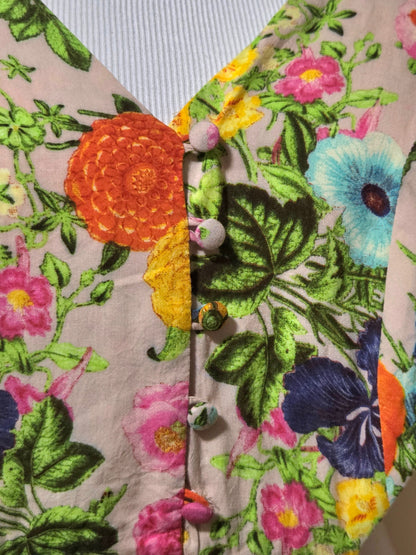 Vestido Farm Curto Floral Manga Comprida