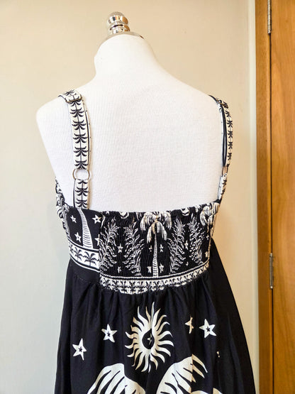 Vestido Farm Coqueiral Preto e Branco