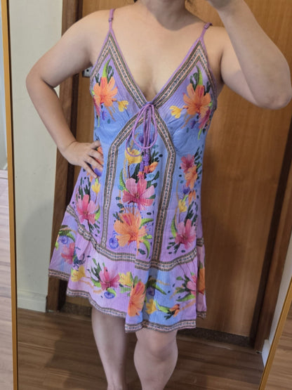 Vestido Farm Curto Maralina Lilás Azaléia