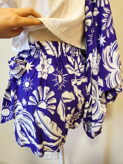 Conjunto JMS Kimono com Shorts-Saia Floral Ultravioleta