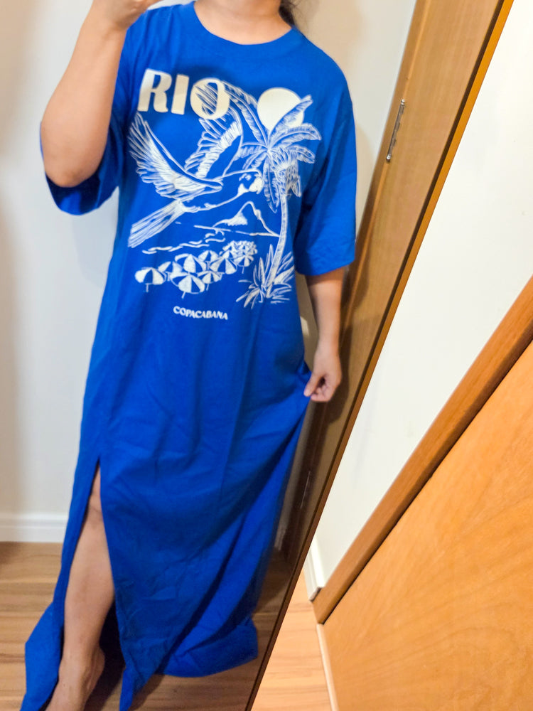Vestido Farm Copacabana Azul