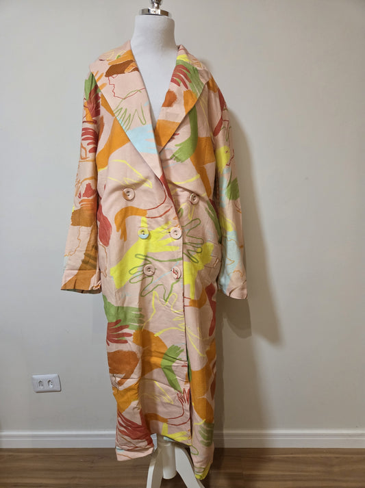 Maxi Blazer Farm Estampa Abstrata Colorida