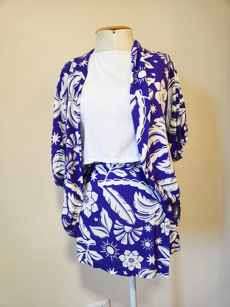 Conjunto JMS Kimono com Shorts-Saia Floral Ultravioleta