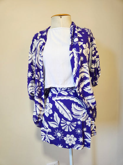 Conjunto JMS Kimono com Shorts-Saia Floral Ultravioleta