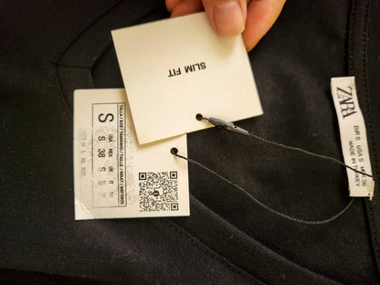 Camiseta Zara Preto Liso Slim