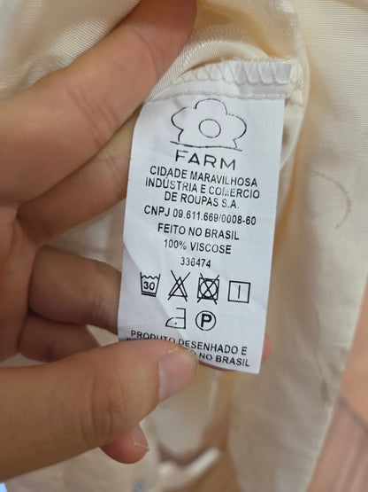 Vestido Farm Ombro Só Jacquard Lagosta Bege Garça