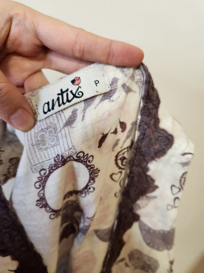 Vestido Antix Curto Estampa Pássaros