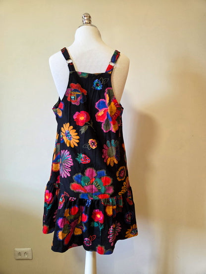 Vestido Farm Curto Floral Fundo Preto