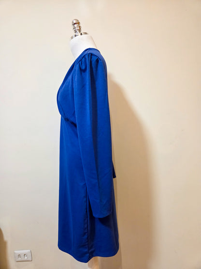 Vestido Fiveblue Curto Azul Liso Manga Longa