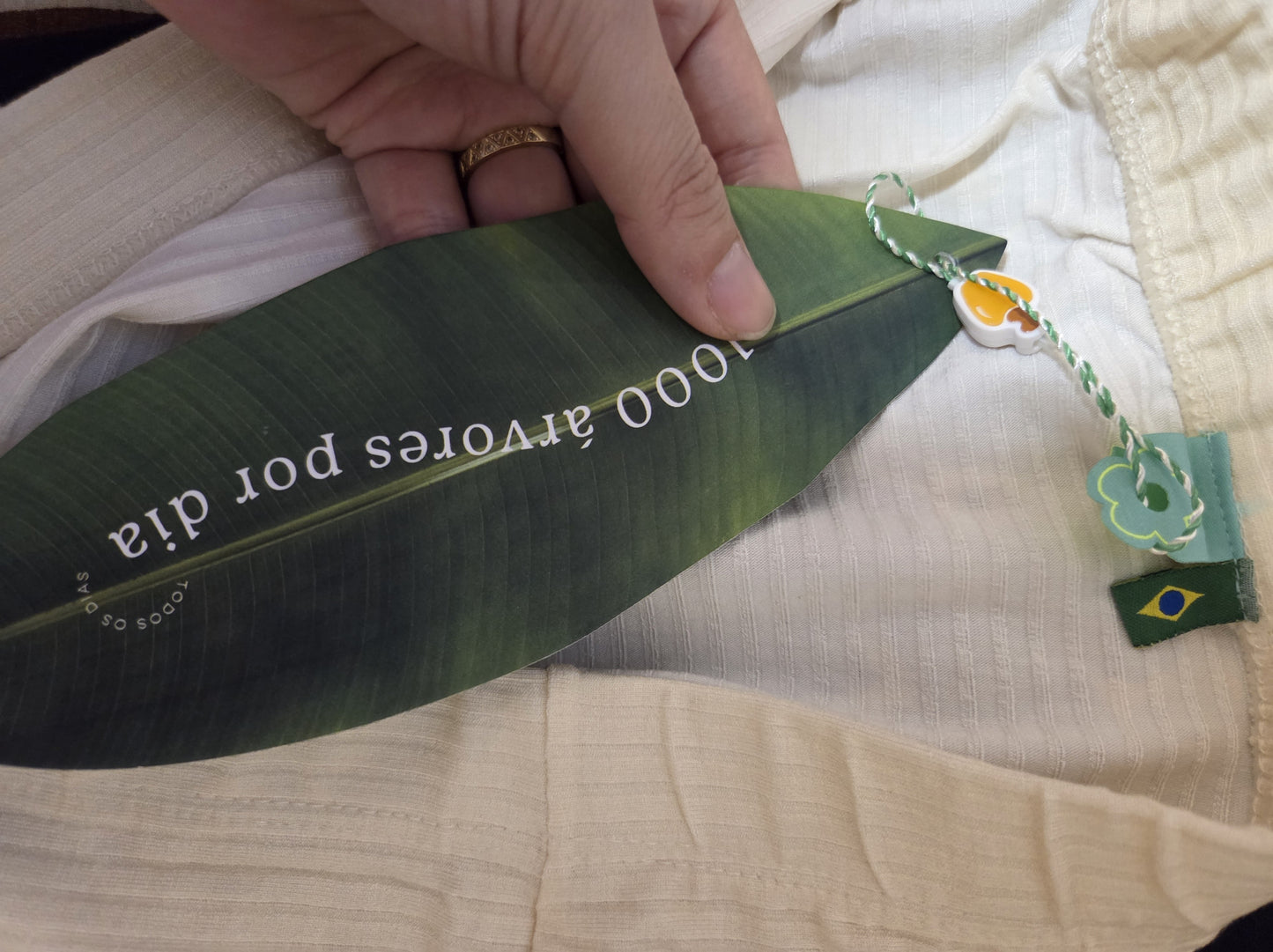 Saia Farm Midi Canelada off White com Floral Verde