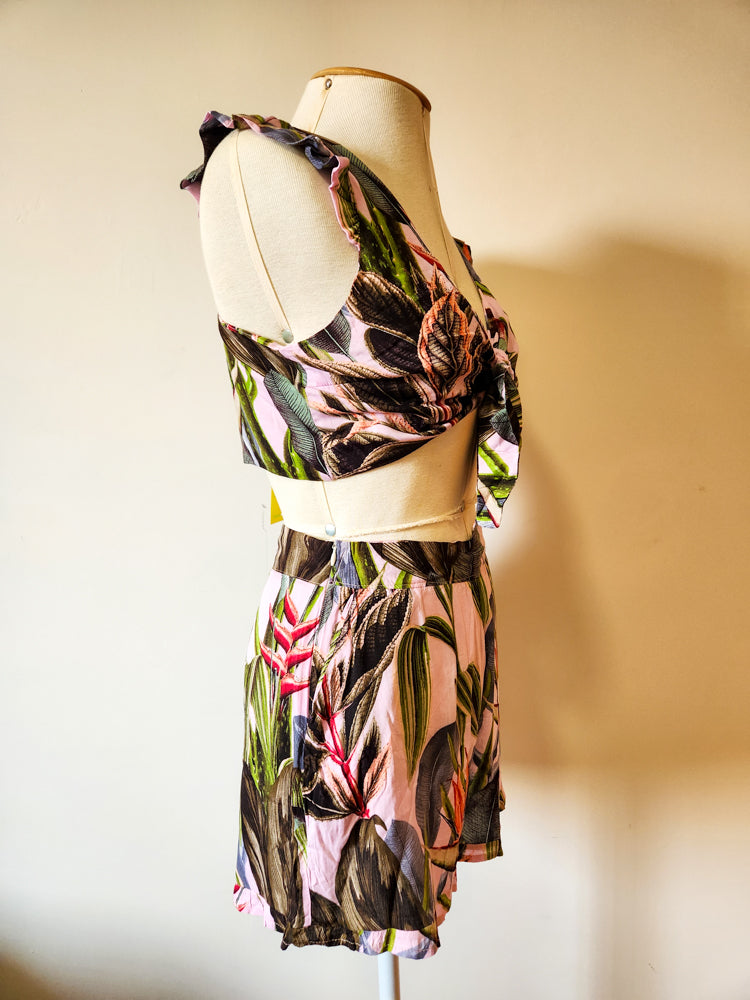 Conjunto Farm Top e Shorts Floral Roxo