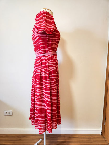 Vestido Antix Midi Bagatelie Rosa e Vermelho