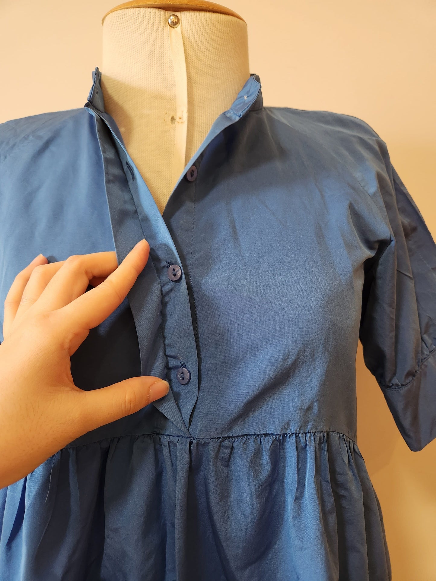 Vestido Zara Curto Azul Petróleo