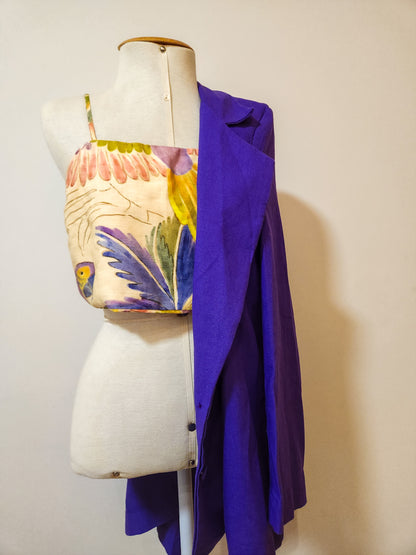 Blazer Farm Roxo com Botões Encapados