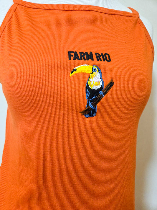Vestido Farm Laranja Canelado Tucano