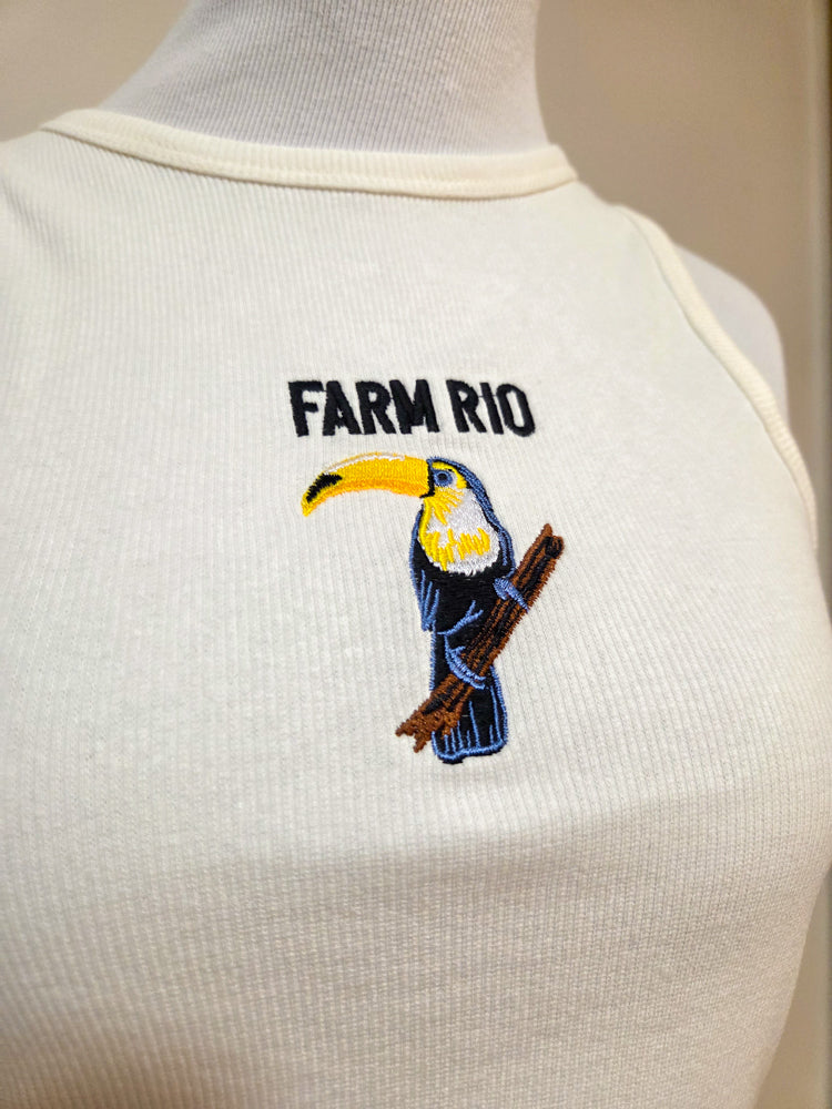 Regata Farm Rio com Bordado de Tucano – Canelada Off White