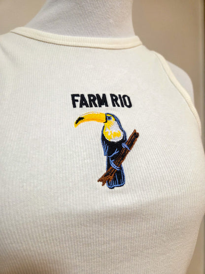 Regata Farm Rio com Bordado de Tucano – Canelada Off White