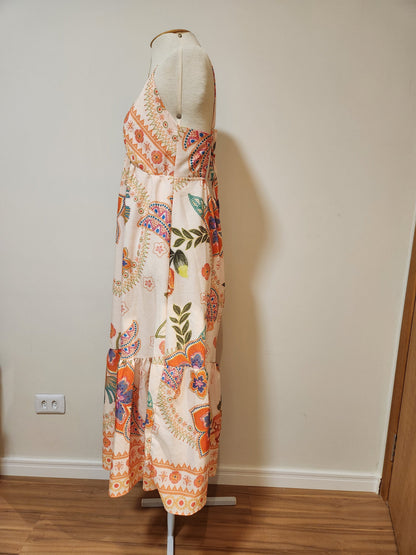 Vestido Chris Ms Floral Longo Off White