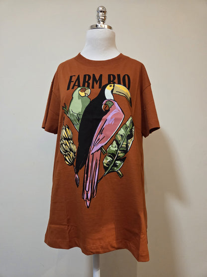 Camiseta Farm Tucano e Arara Fundo Marrom