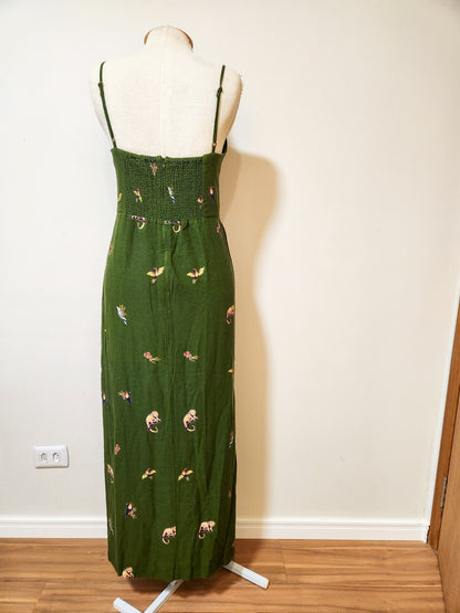Vestido Farm Alcinha Verde Estampa de Animais