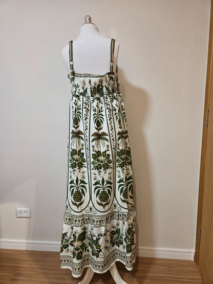 Vestido Farm Floral Verde com Off White