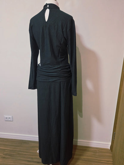 Vestido Farm Manga Comprida Verde Escuro Liso