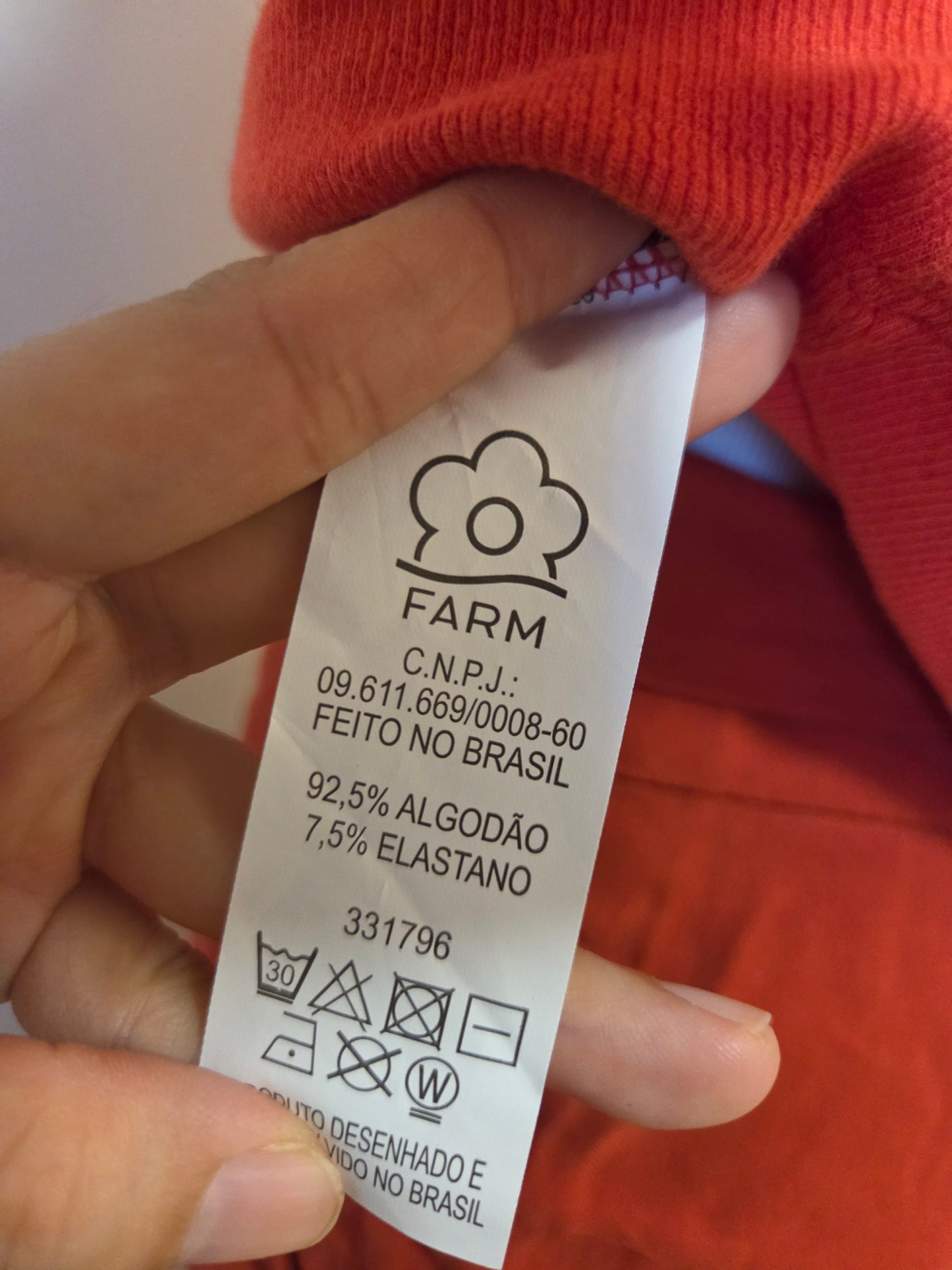 Blusinha Farm Rib Cropped Vermelho Morango