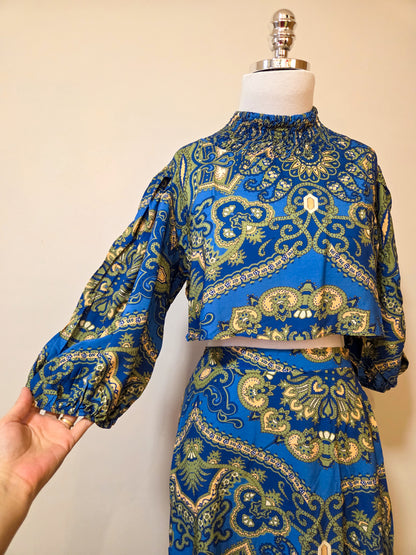 Conjunto Farm Blusinha e Saia Azul Floral