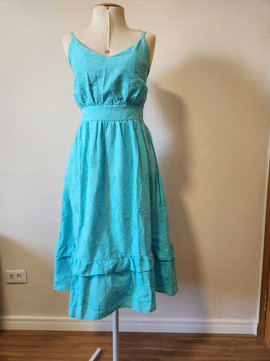 Vestido Rosa Boneca Azul Turquesa Laise