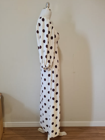 Vestido Farm Cropped Poá Marrom