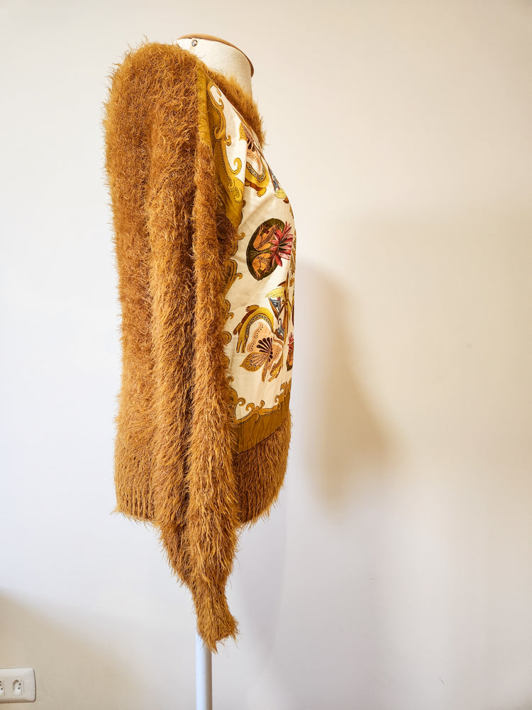 Casaco Farm Casulo Tricot Pelinho Dourado